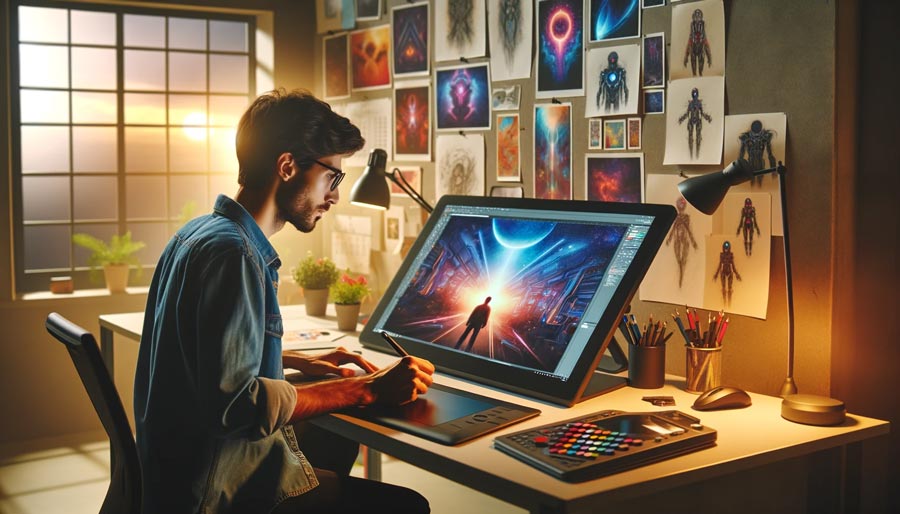 A digital artist working